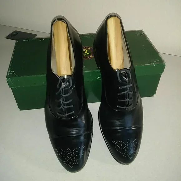 Alfani Shoes Vintage Alfani Cap Toe Black Mens 95m Made In